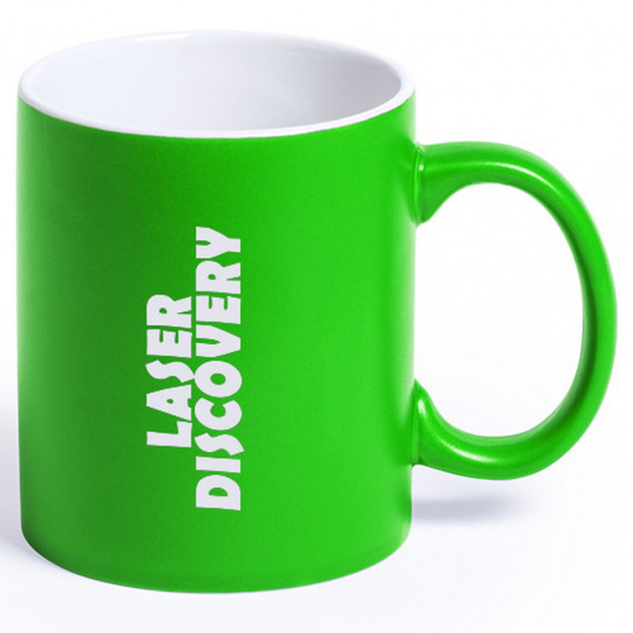 ceramiczny zielony kubek z nadrukiem logo